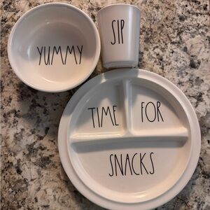 3/$15 Rae Dunn Snack Set with Black Lettering - "Time For Snacks"